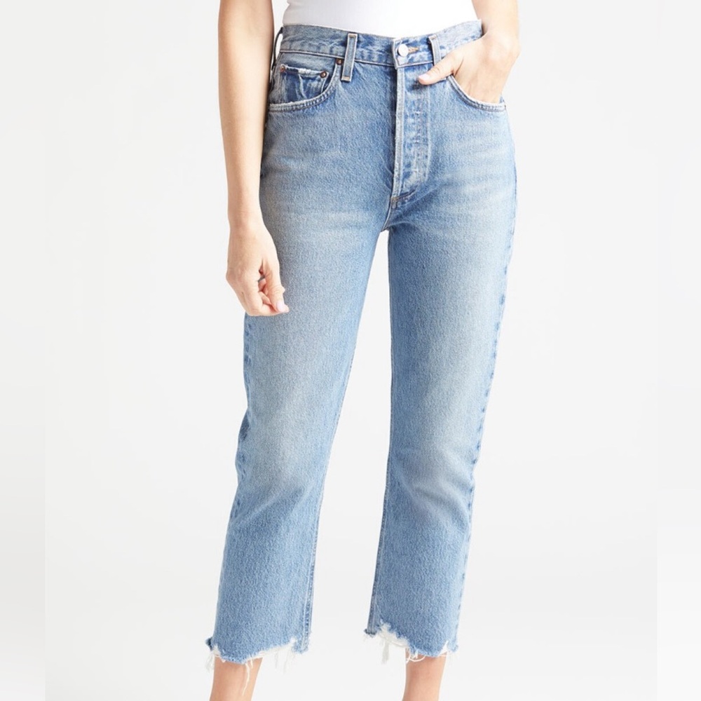 Agolde Riley High Rise Jeans in color Doubt Size 30